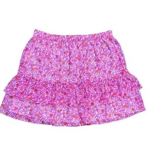 J Crew‎ Tiered Ruffled Mini Skirt Floral Print Pink Sz Small Pink